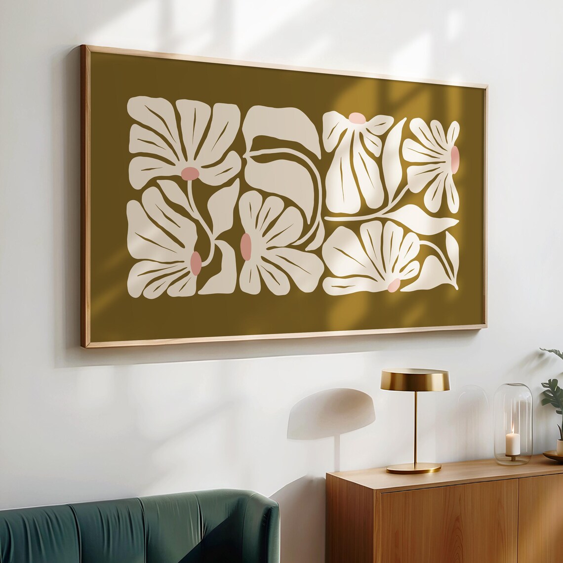Floral Japandi Art Print, Boho Neutral Botanical