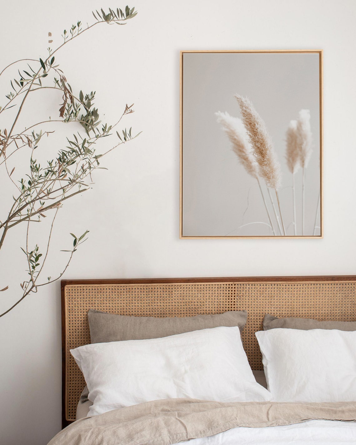 Minimalist Dried Pampas Grass Stems on Beige Photography Poster - Image 2