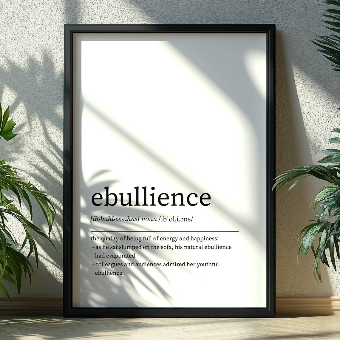 Ebullience Definition Minimalist Dictionary Art Print