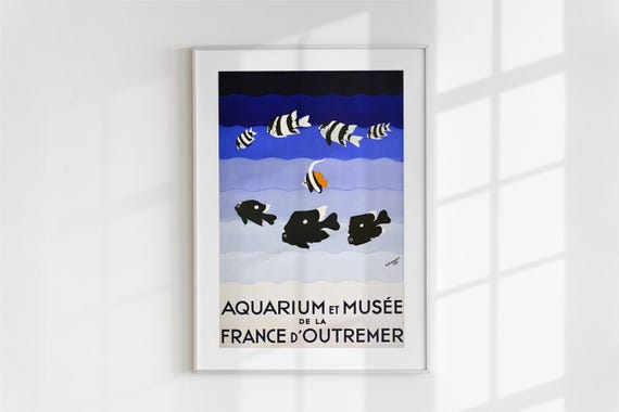 Aquarium Wall Art Retro Vintage Decor Gift For Her Him Large Home