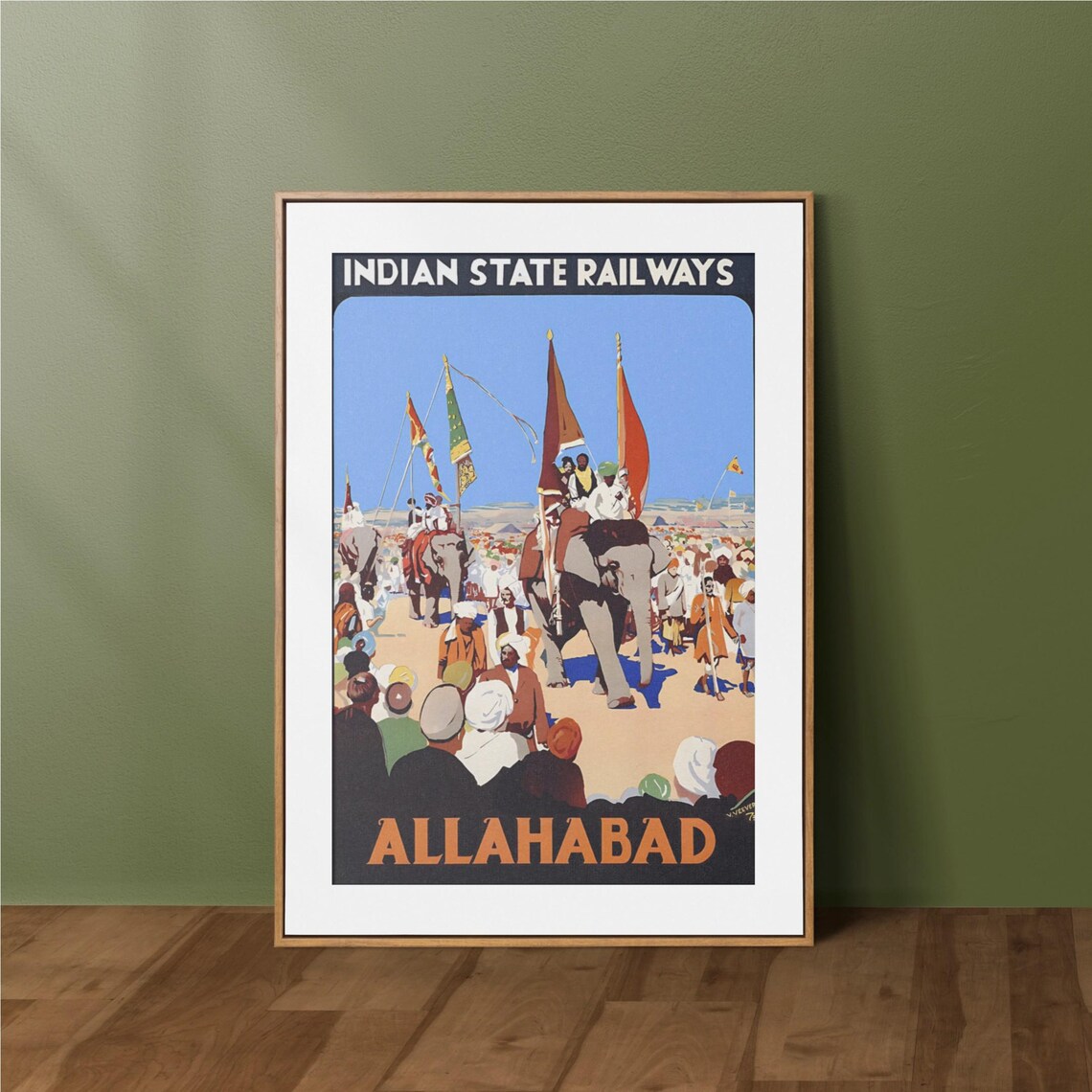 Vintage Allahabad Indian State Railways Elephant Festival Poster