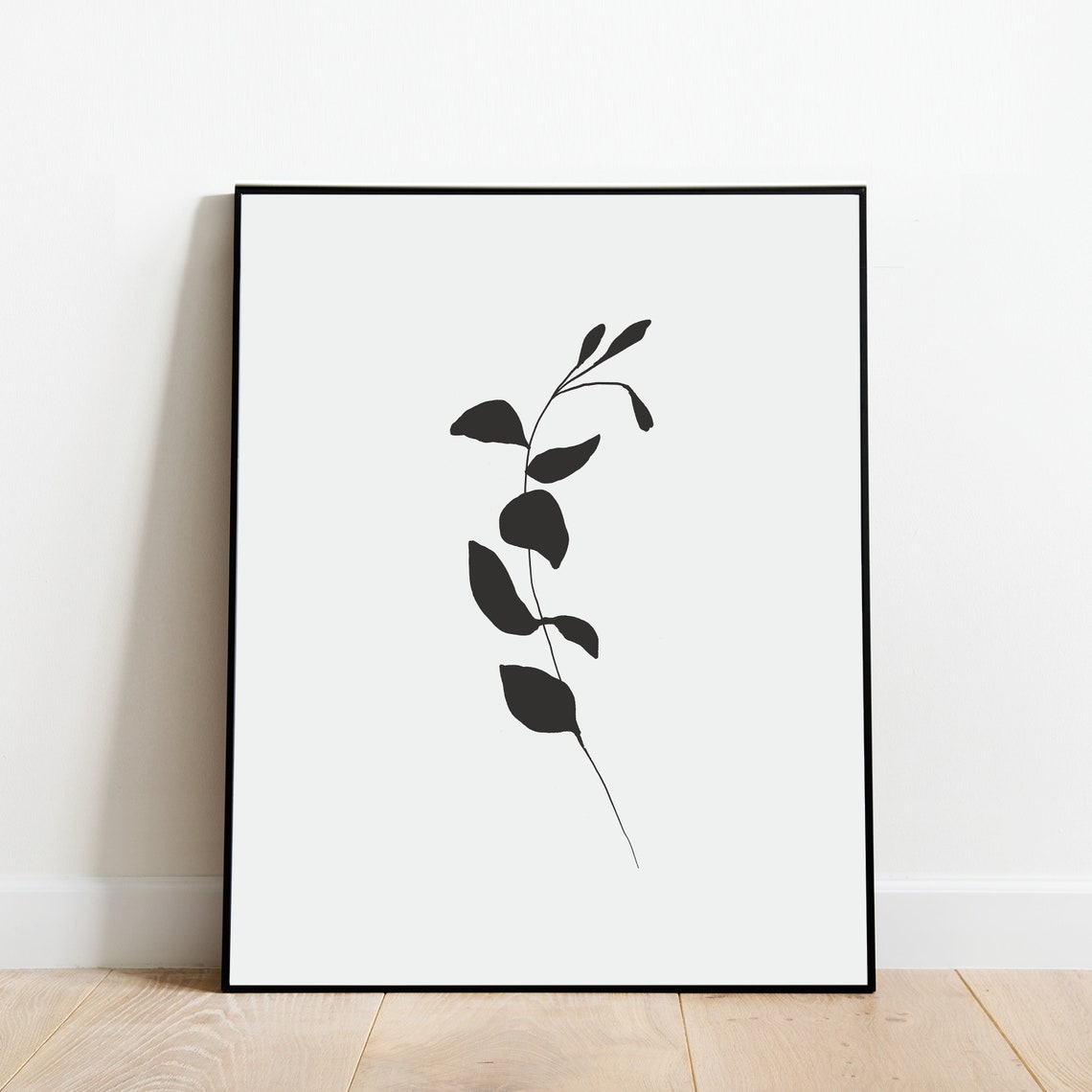 Boho Botanical Gray Eucalyptus Sprig Minimalist Neutral Framed Print - Image 5
