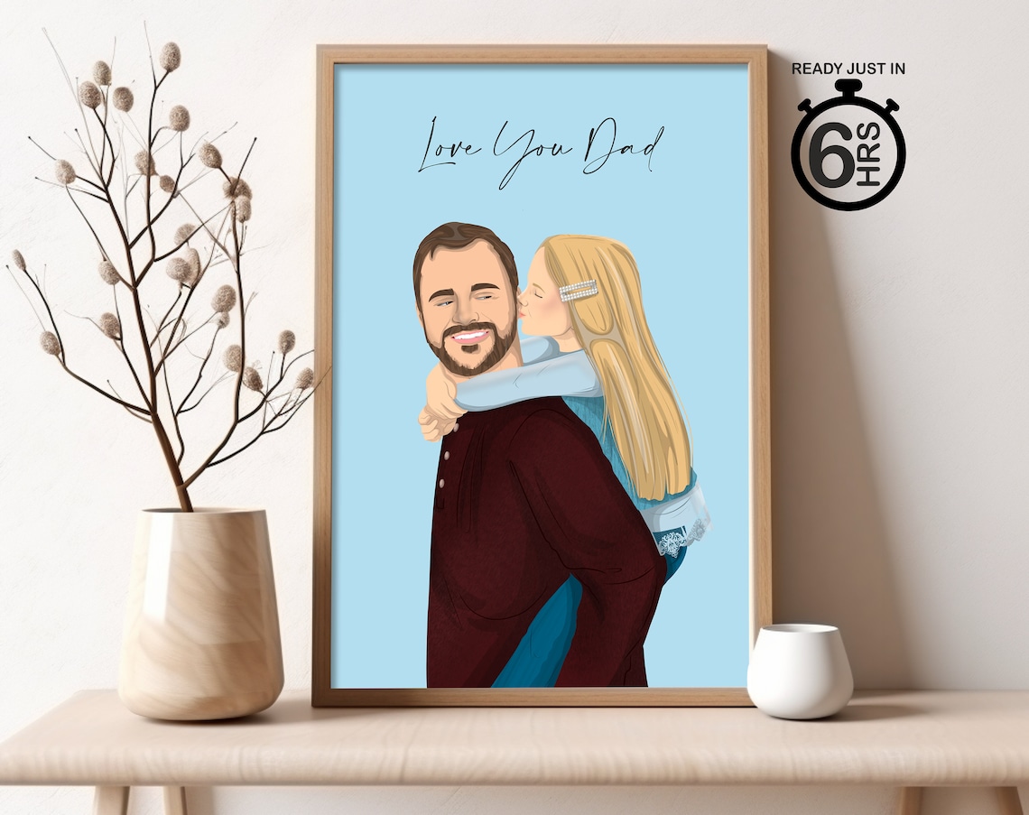 Custom Dad Portrait, Father's Day Wall Art Gift