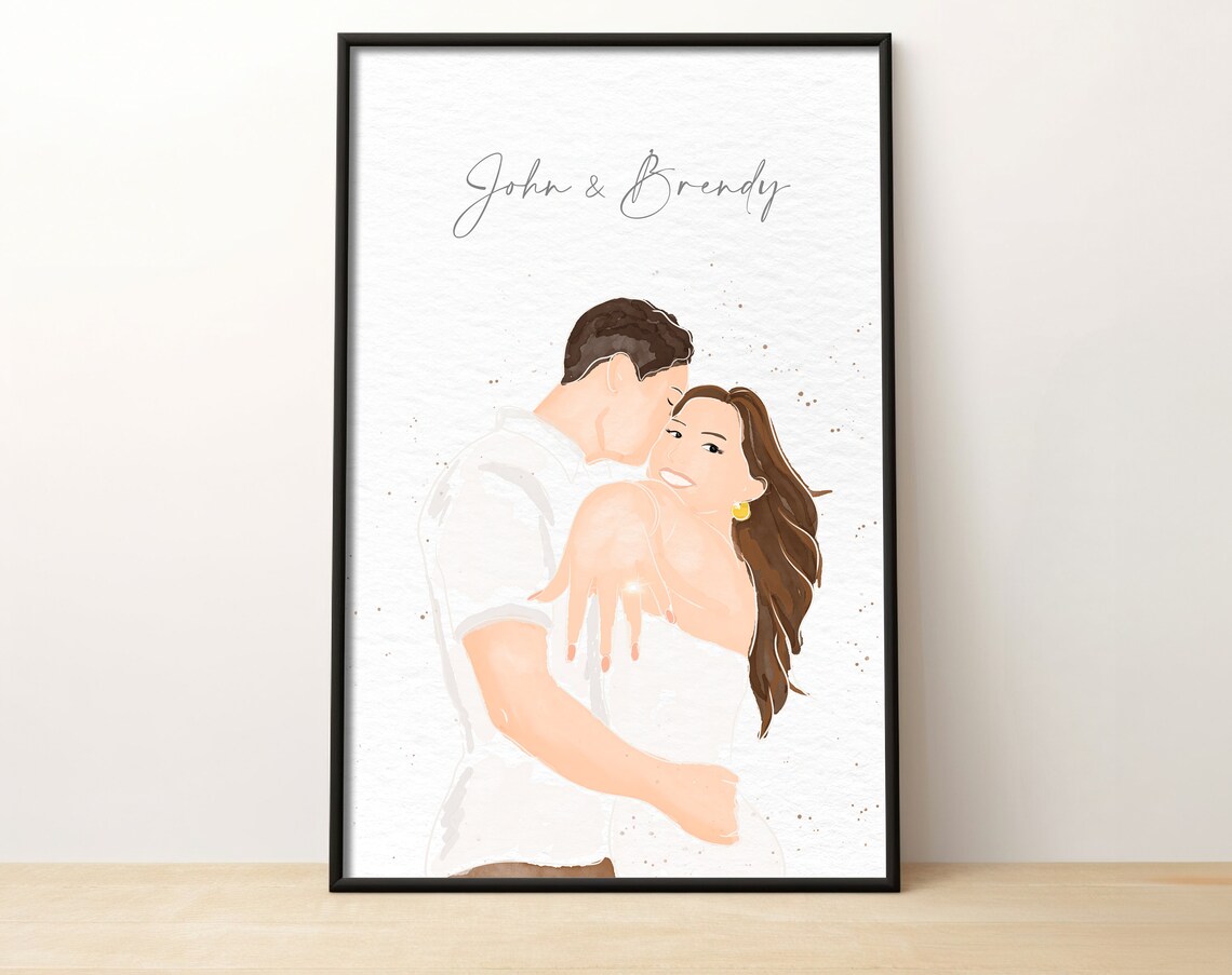 Custom Watercolor Faceless Selfie Portrait Woman in White Poster - Image 2