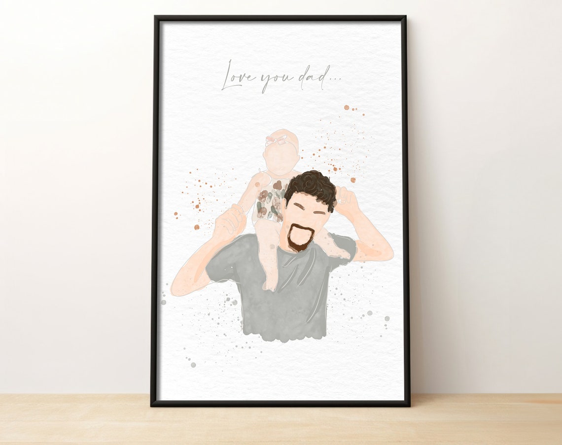 Watercolor Toddler In Striped Sweater Faceless Minimal Portrait Poster - Image 2