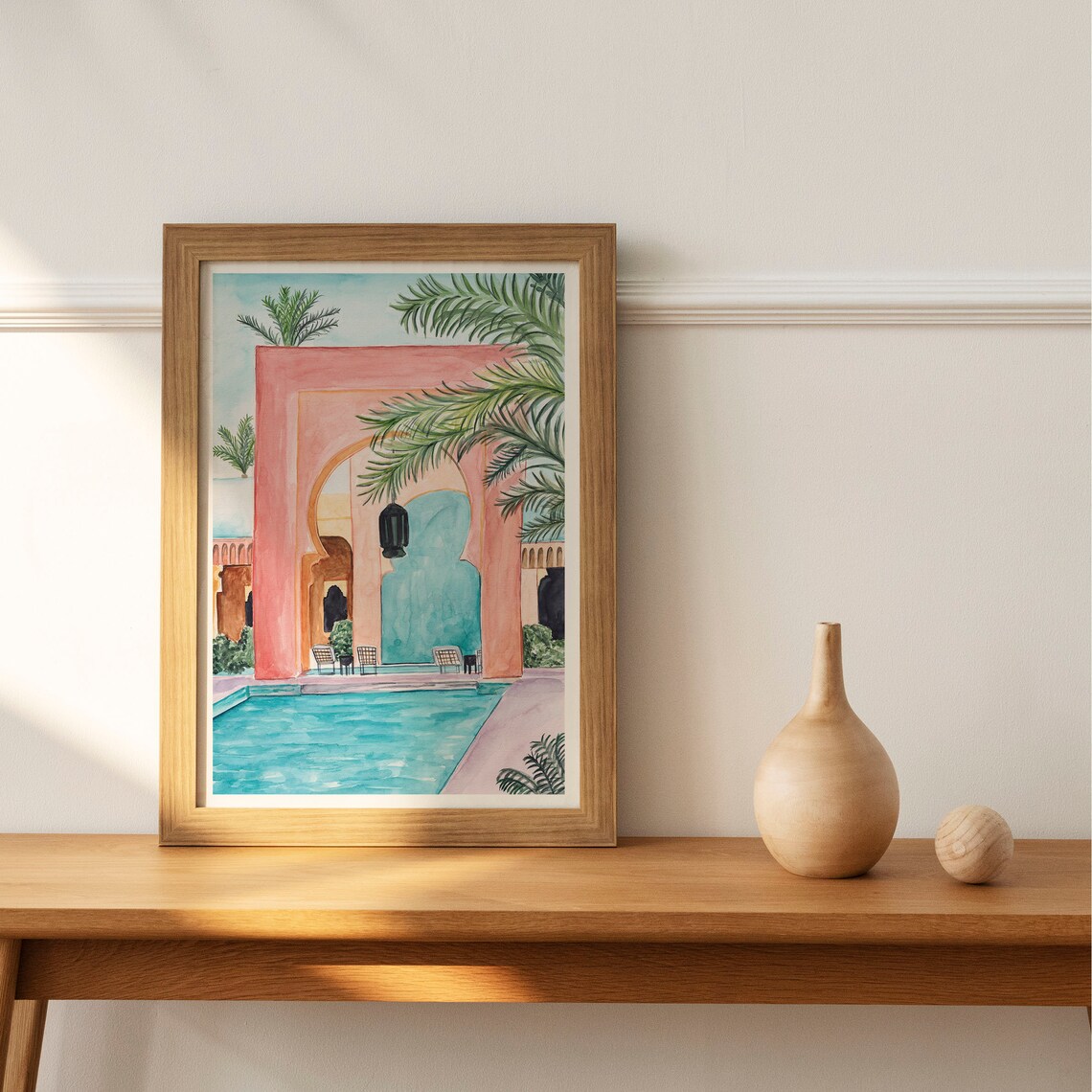 Marrakech Morocco Travel Poster, Botanical Watercolor - Image 3