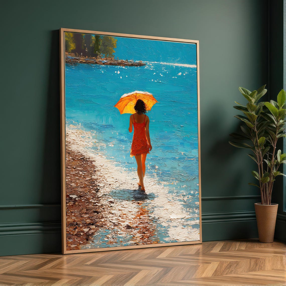 Sunny Beach Woman, Impressionist Coastal Art Print - Image 2