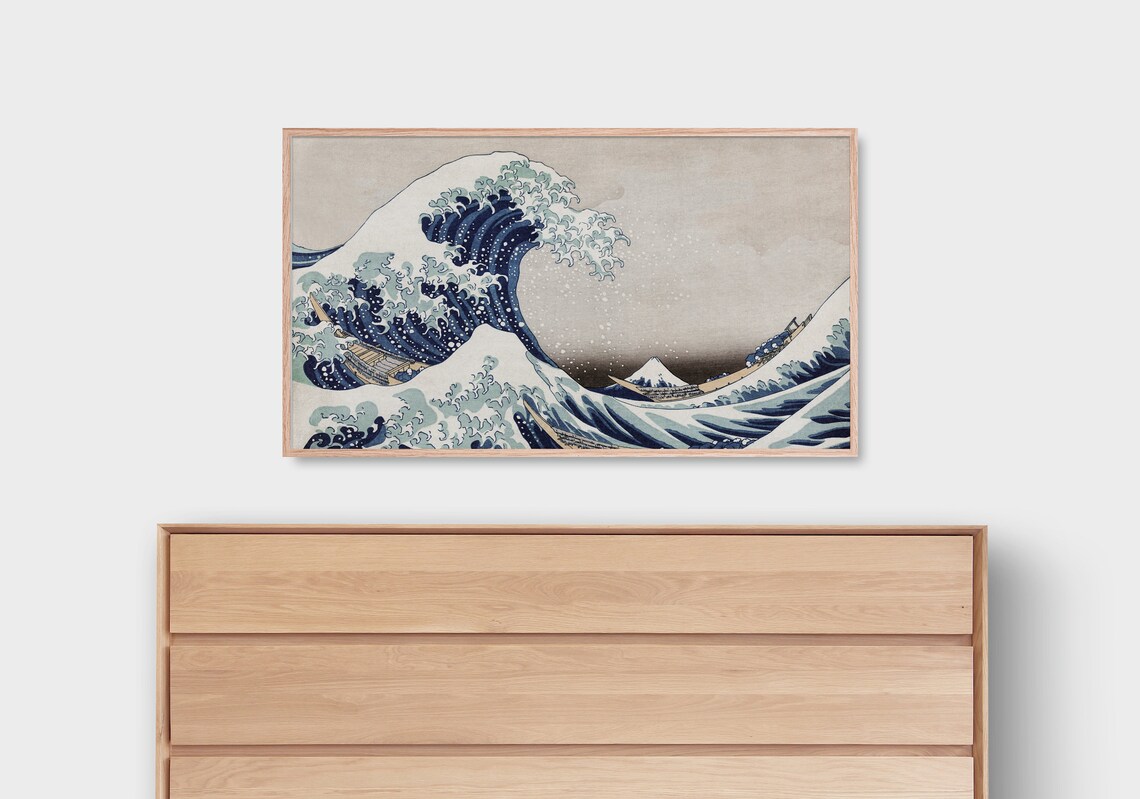 Hokusai The Great Wave Off Kanagawa Japanese Woodblock Frame TV Print - Image 2
