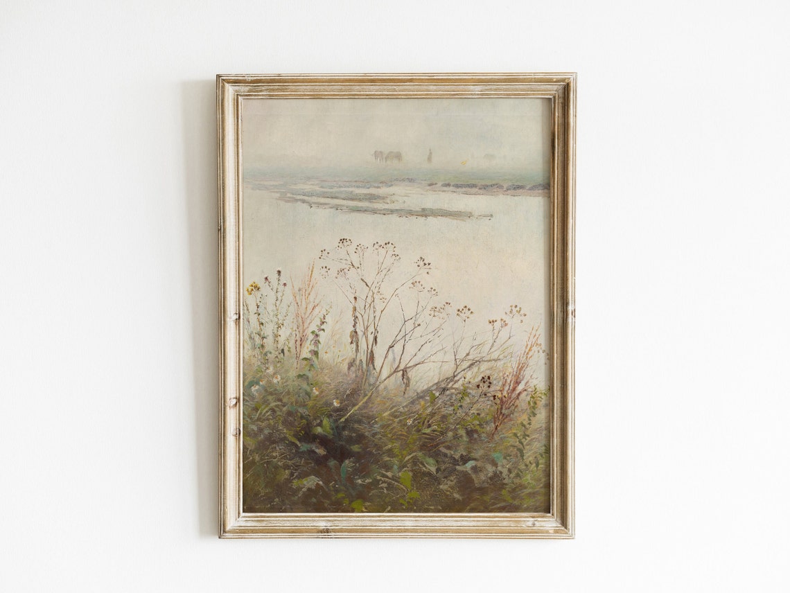 Vintage River Wall Art Vintage Decor Neutral Wall Art Vintage Art