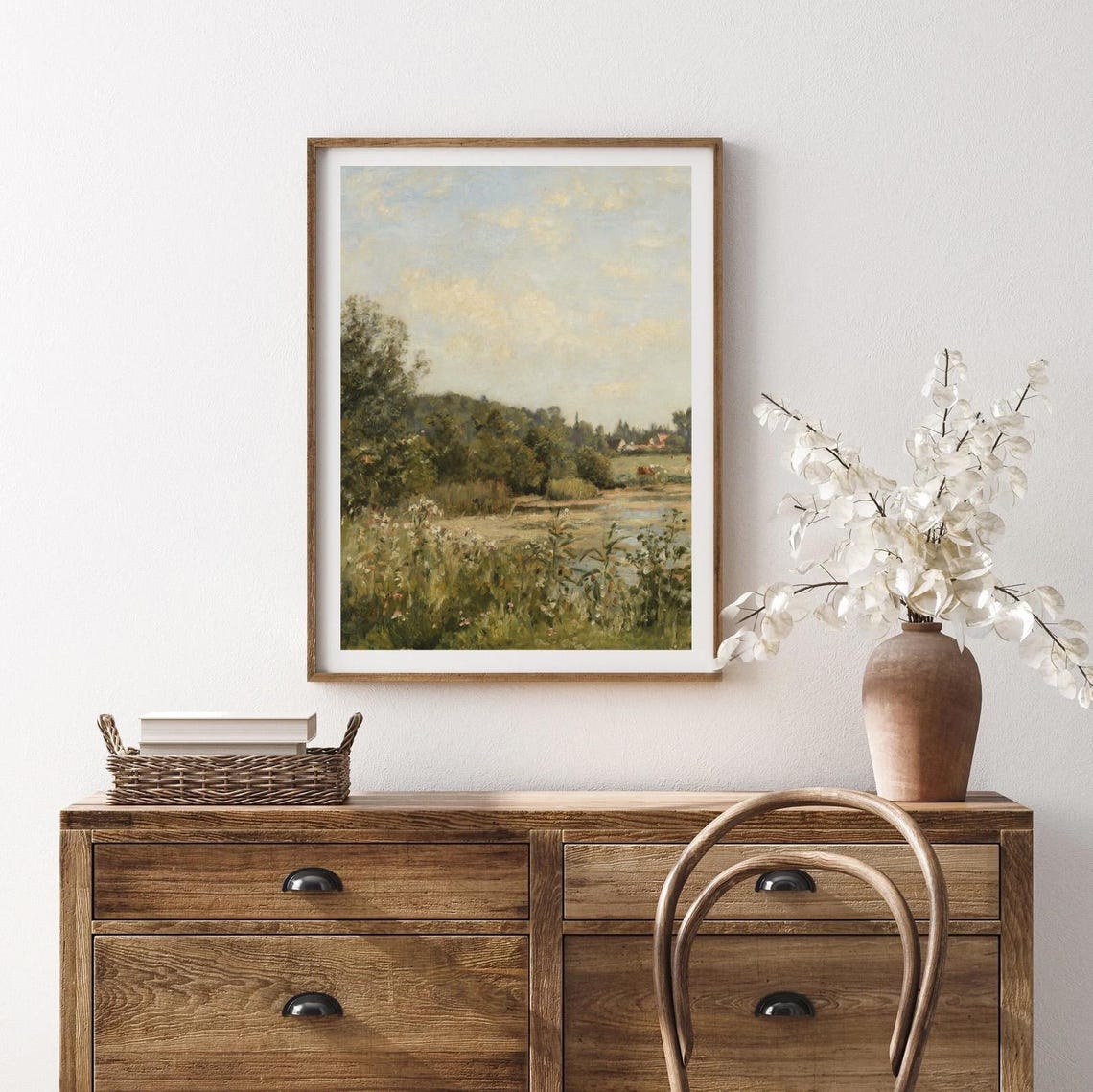 Vintage Riverside Meadow Impressionist Wildflowers Landscape Poster - Image 3