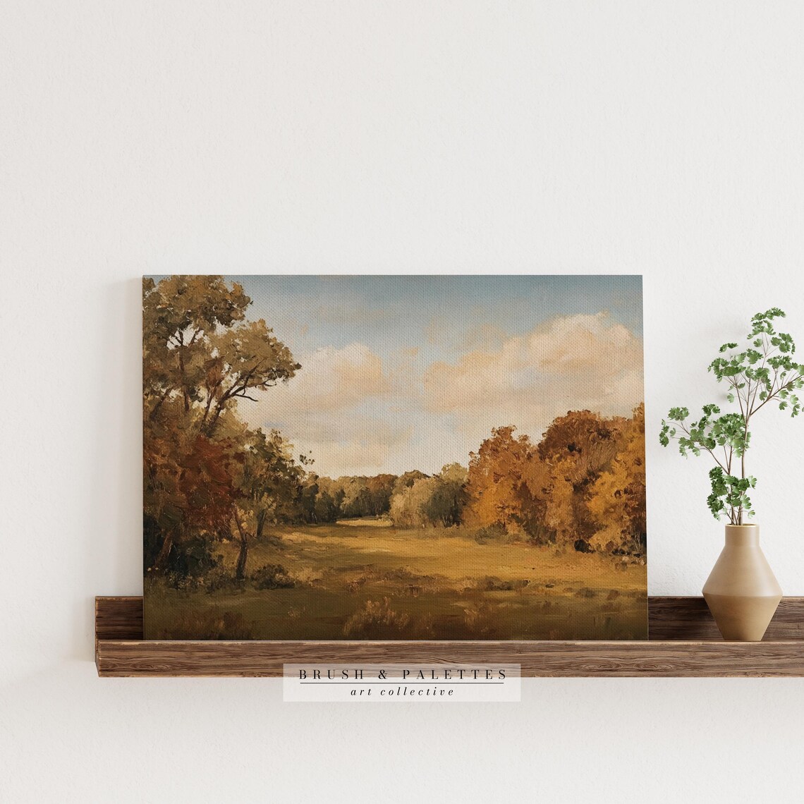 Autumn Woodland Golden Trees Sunlit Meadow Fall Landscape Art Poster - Image 2