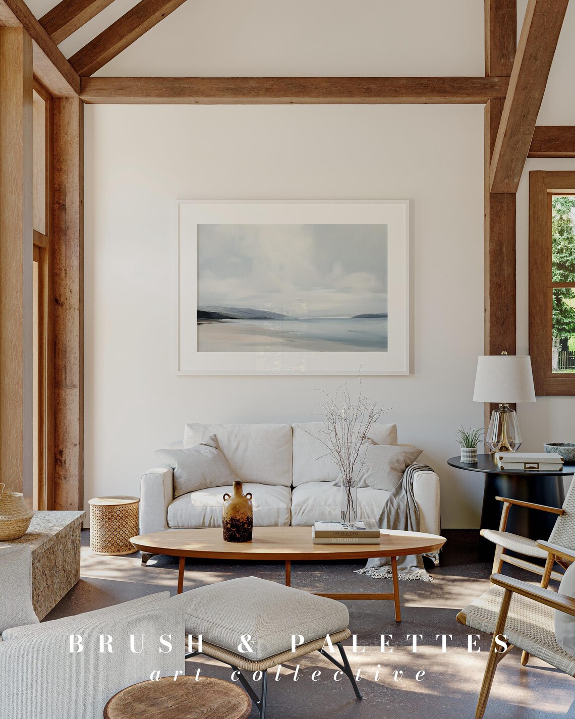 Minimalist Ocean Beach Landscape Art Print, Coastal - Image 2