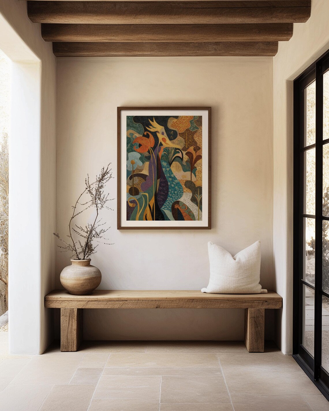 Surreal Botanical Abstract Fantasy Garden Colorful Oil Painting Poster - Image 2
