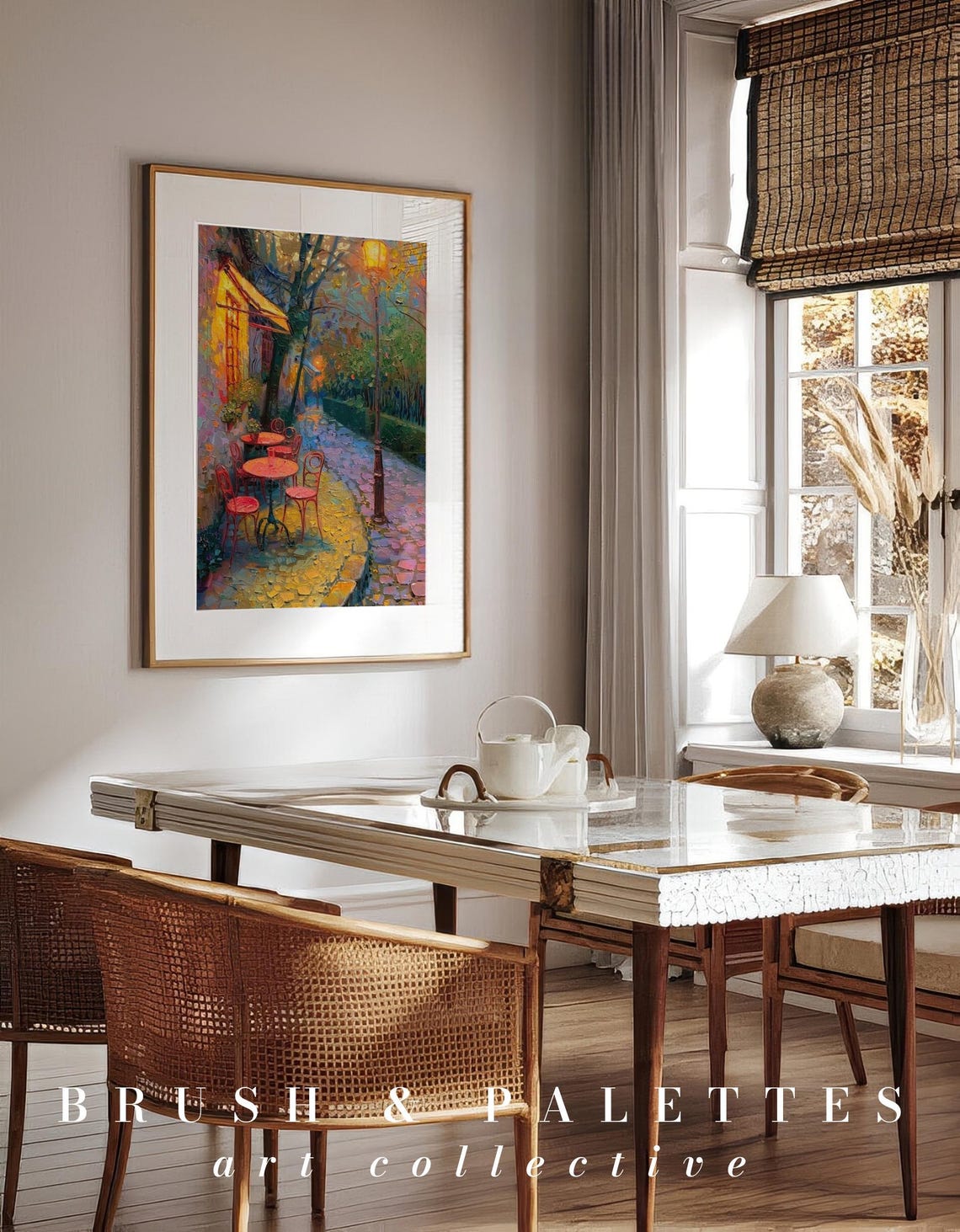 Night Cafe Street Glowing Lamps Red Chairs Impressionist Poster - Image 3