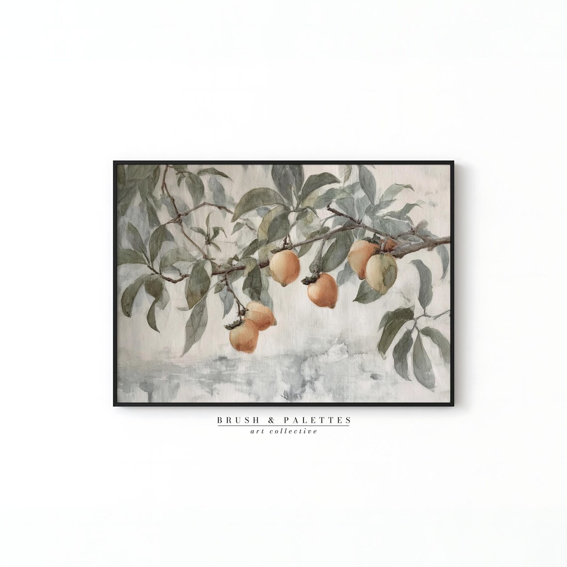Persimmon Branch Watercolor Art Print, Rustic Kitchen Decor - Image 3