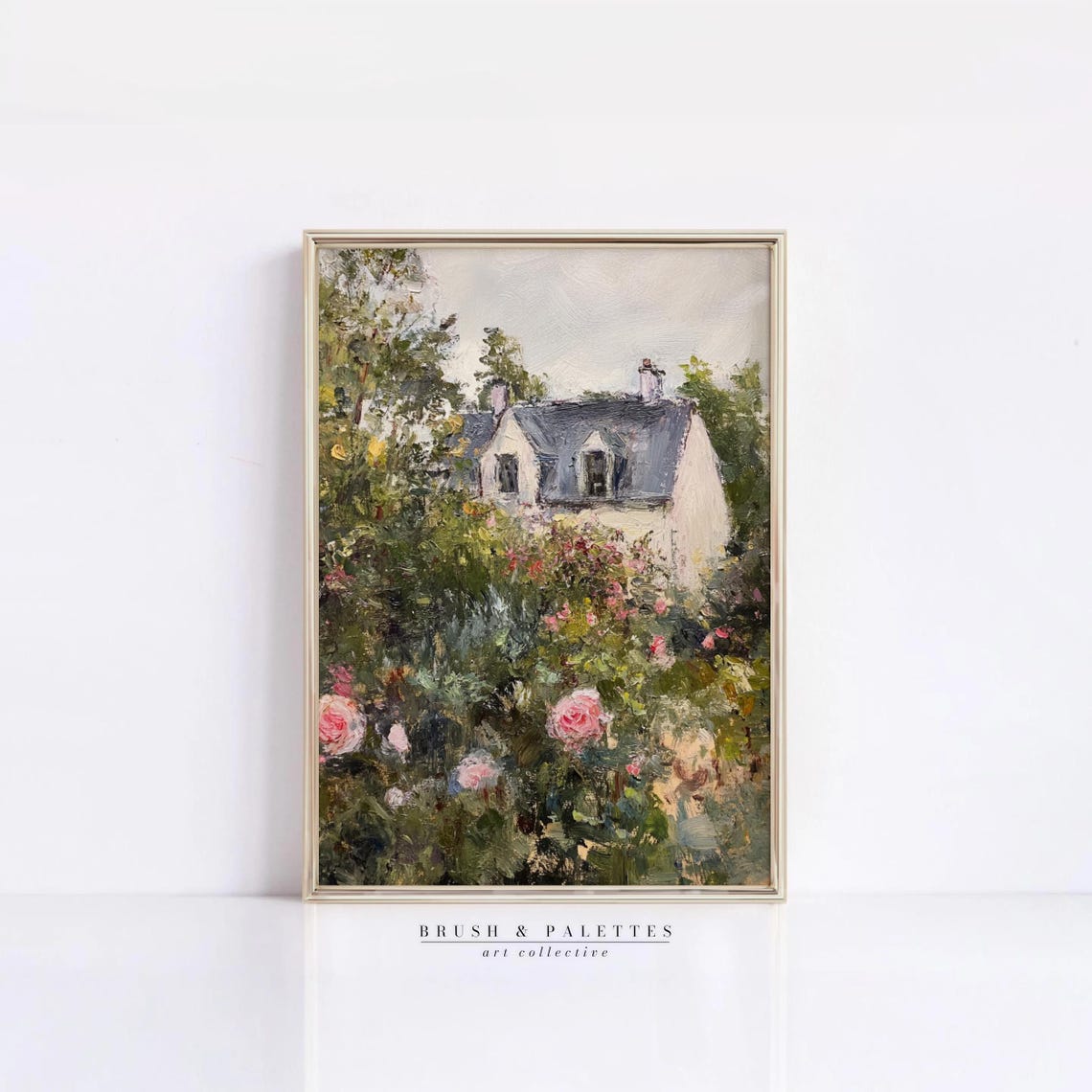 Cottage Garden Roses Impressionist Vintage House Painting Poster - Image 3