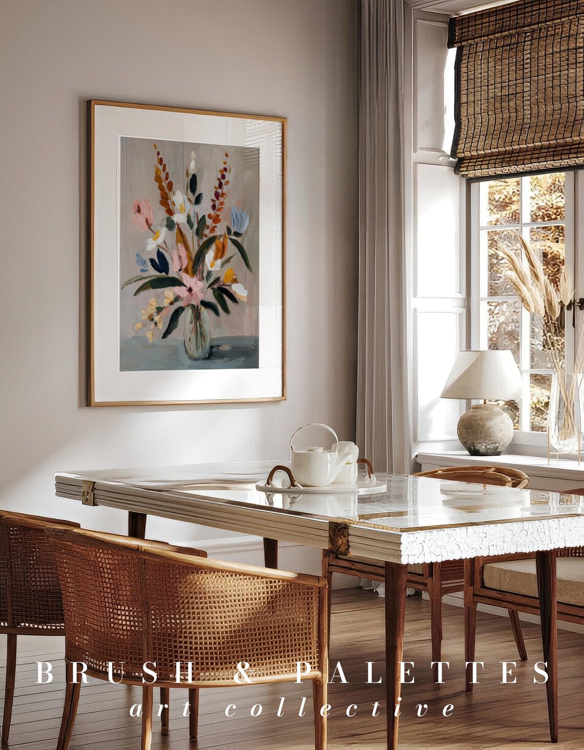 Wildflower Bouquet In Glass Vase Painterly Floral Still Life Poster - Image 2
