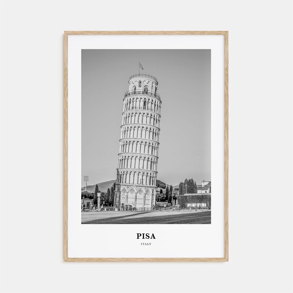 The Leaning Tower of Pisa Italy Landmark Black and White Poster