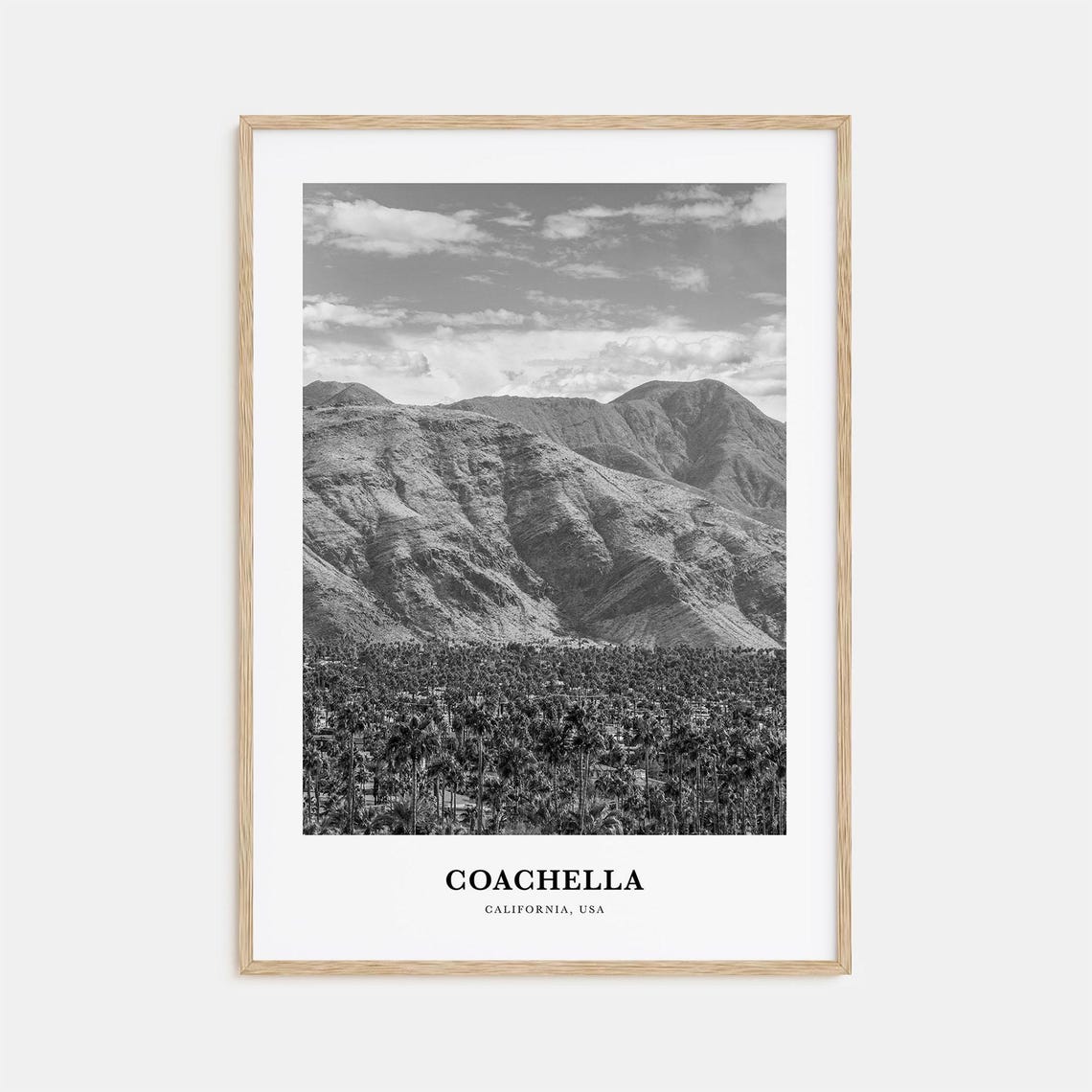 Coachella Valley Desert Mountain Range and Palm Trees Poster