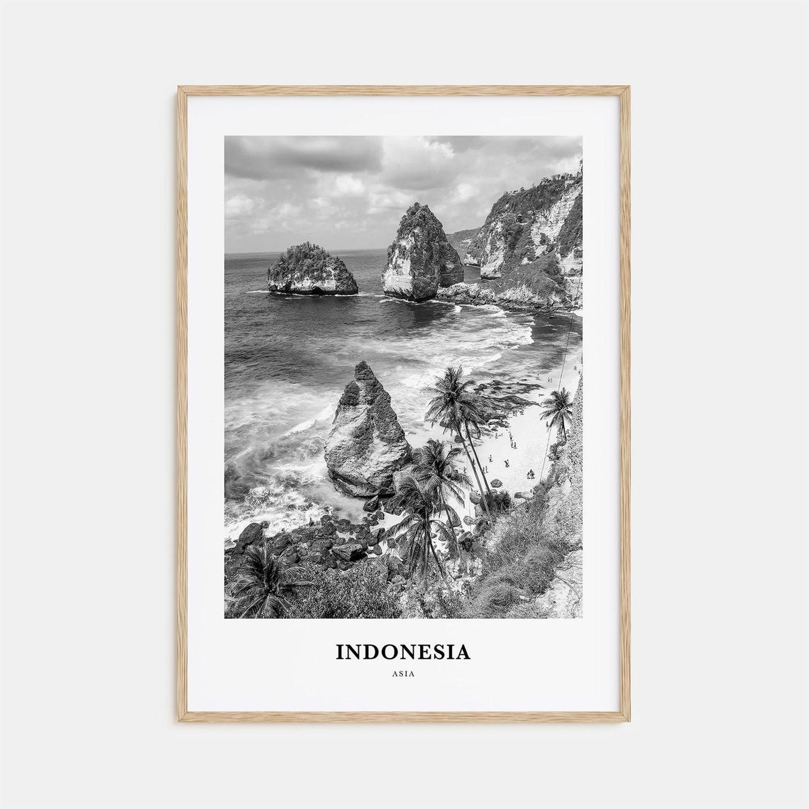 Indonesia Tropical Coast Sea Stacks Black and White Photo Print