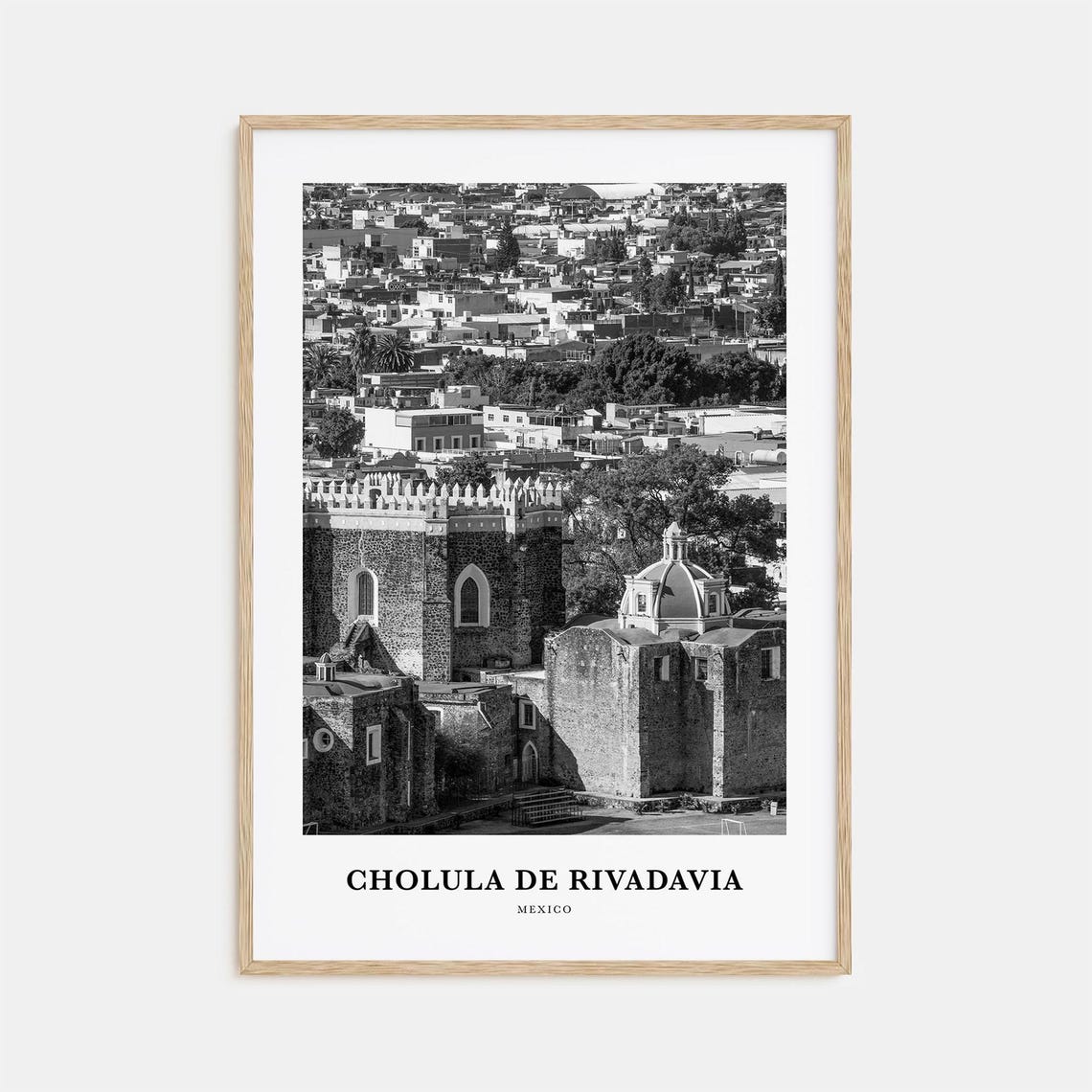 Cholula de Rivadavia Mexico Stone Church Skyline View Poster