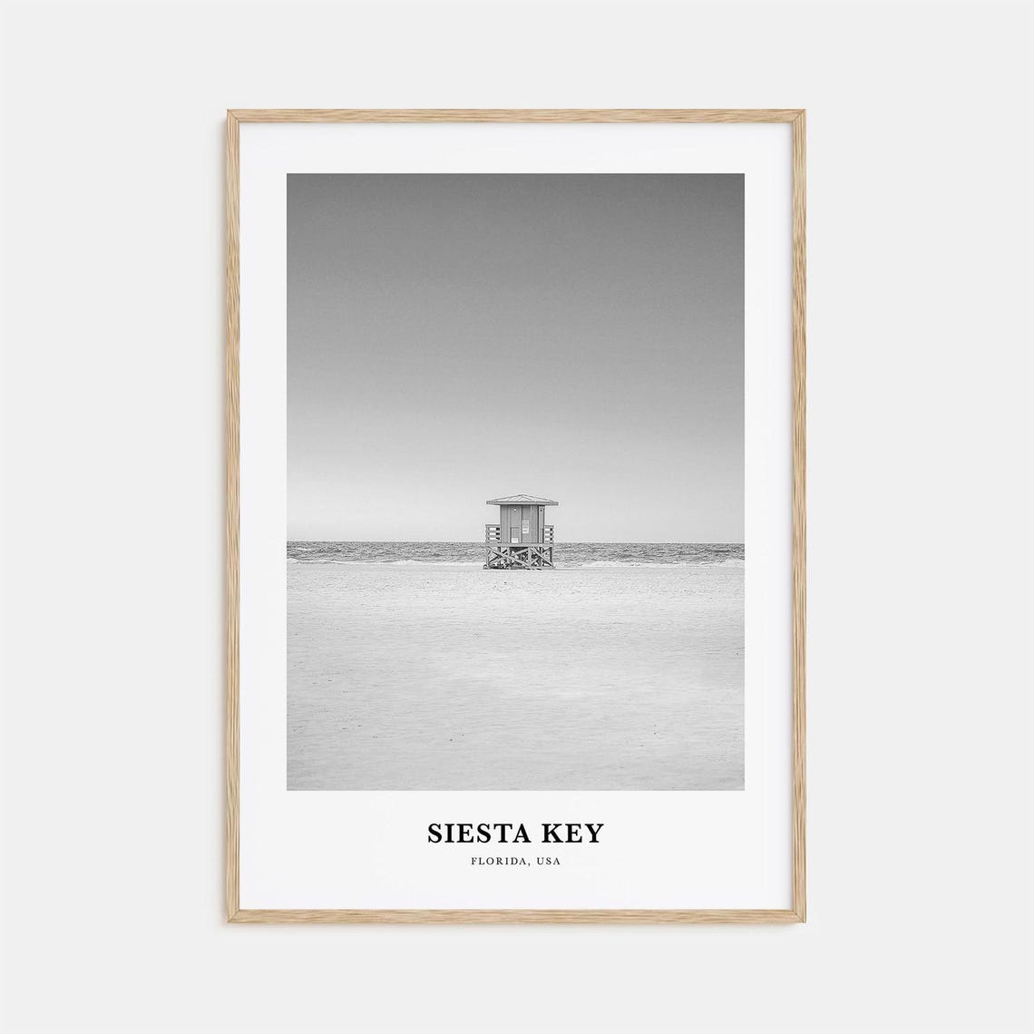 Siesta Key Beach Lifeguard Tower Minimalist Black White Poster