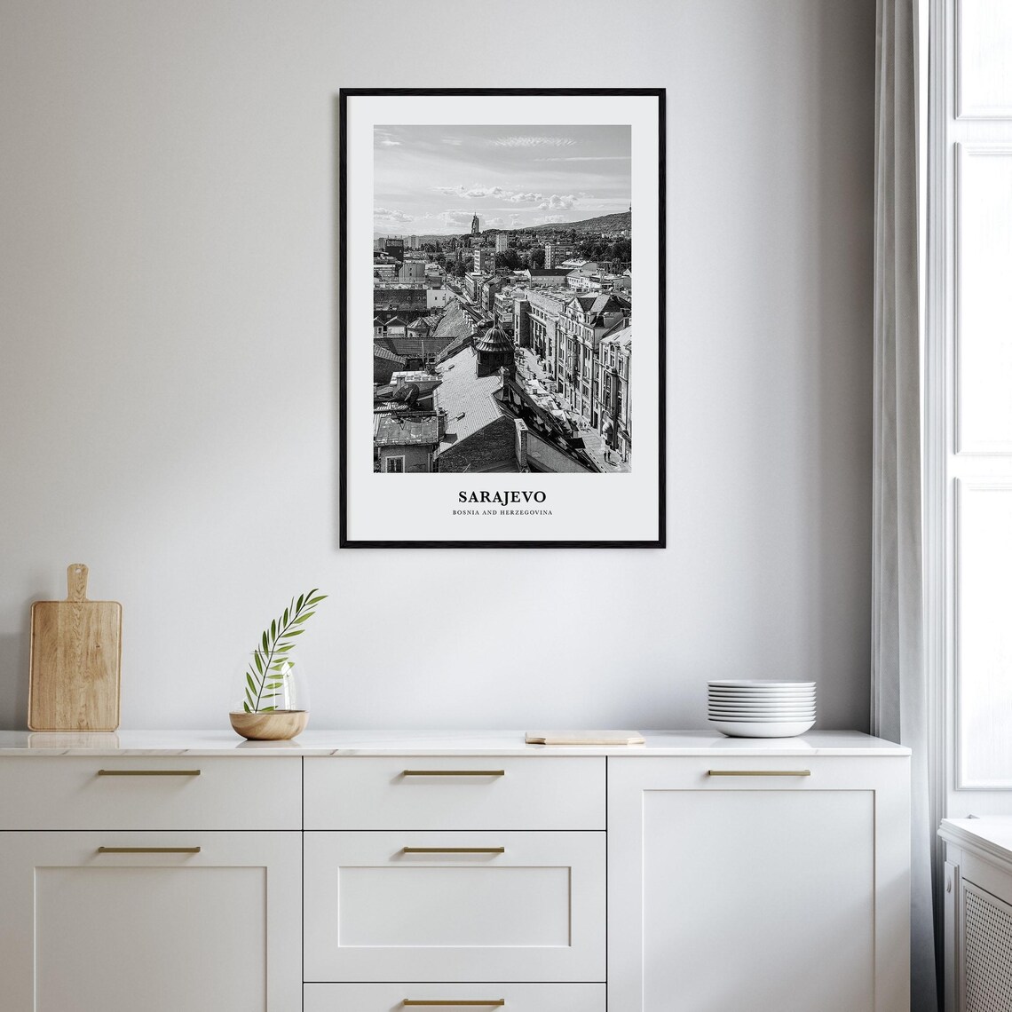 Sarajevo Bosnia Old Town Rooftops Aerial View in the Hills Poster - Image 2