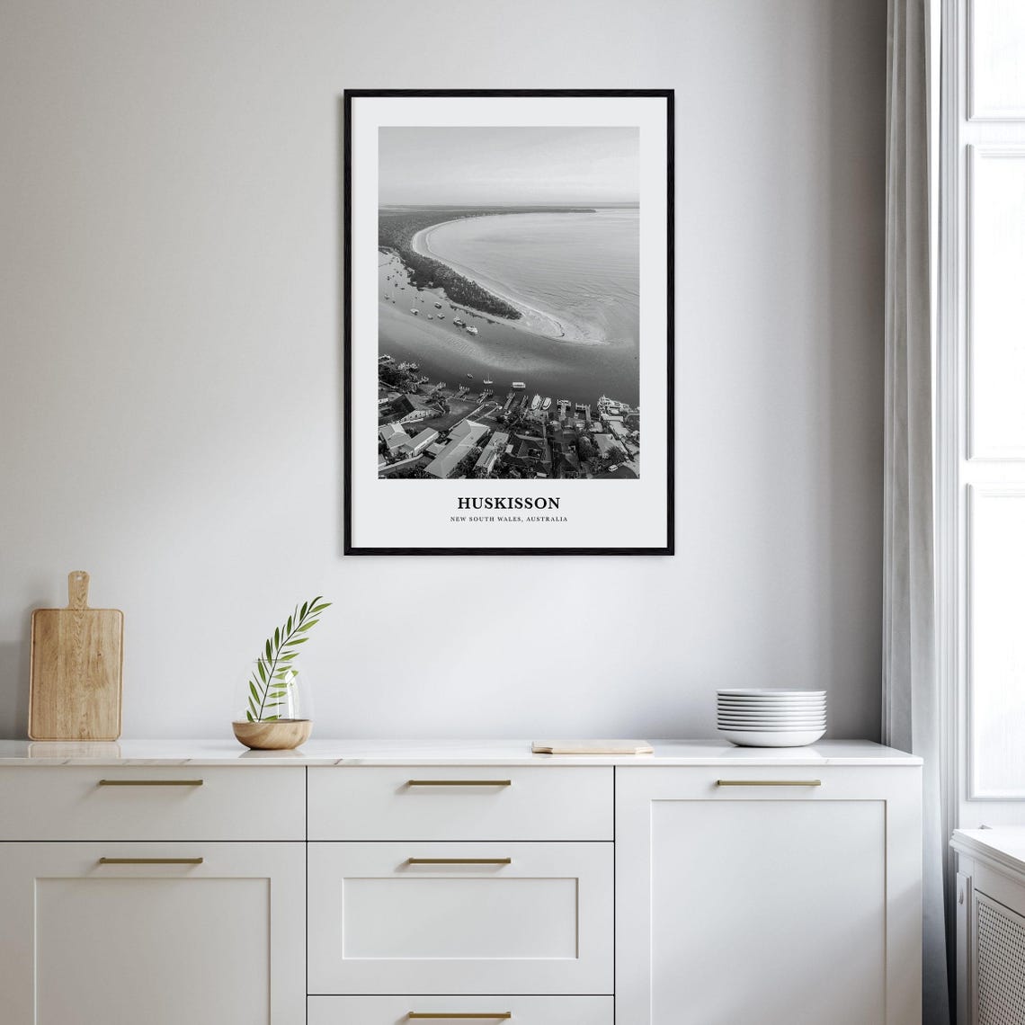 Huskisson Beach Aerial Australia Black and White Travel Poster - Image 2
