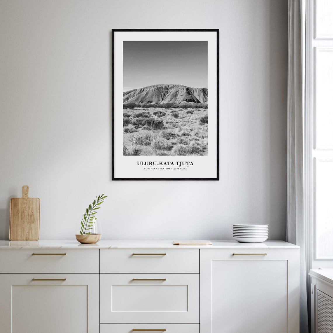Uluru Kata Tjuta Northern Territory Outback Black White Poster - Image 2