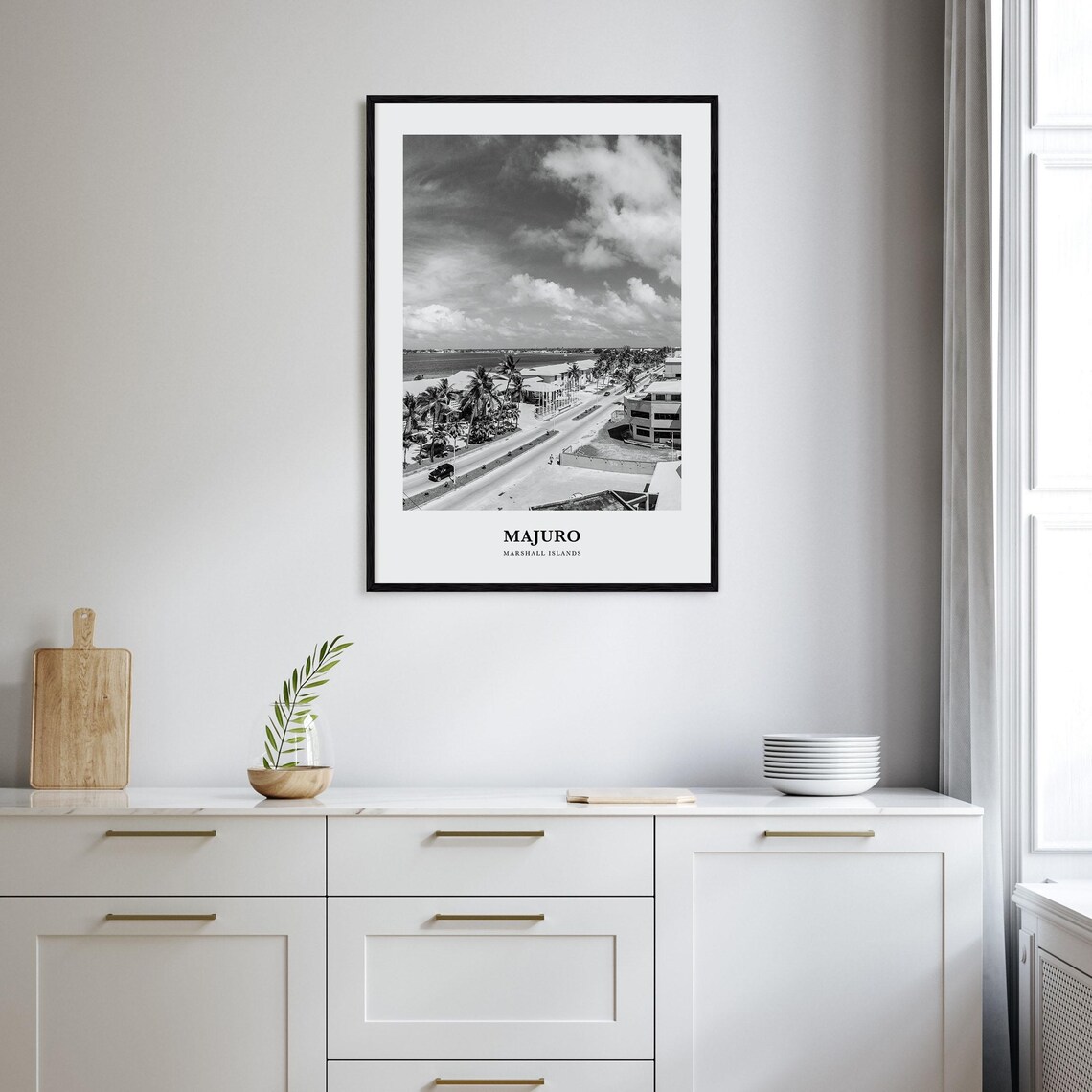 Majuro Marshall Islands Lagoon Street Palms View Scenic Travel Poster - Image 2