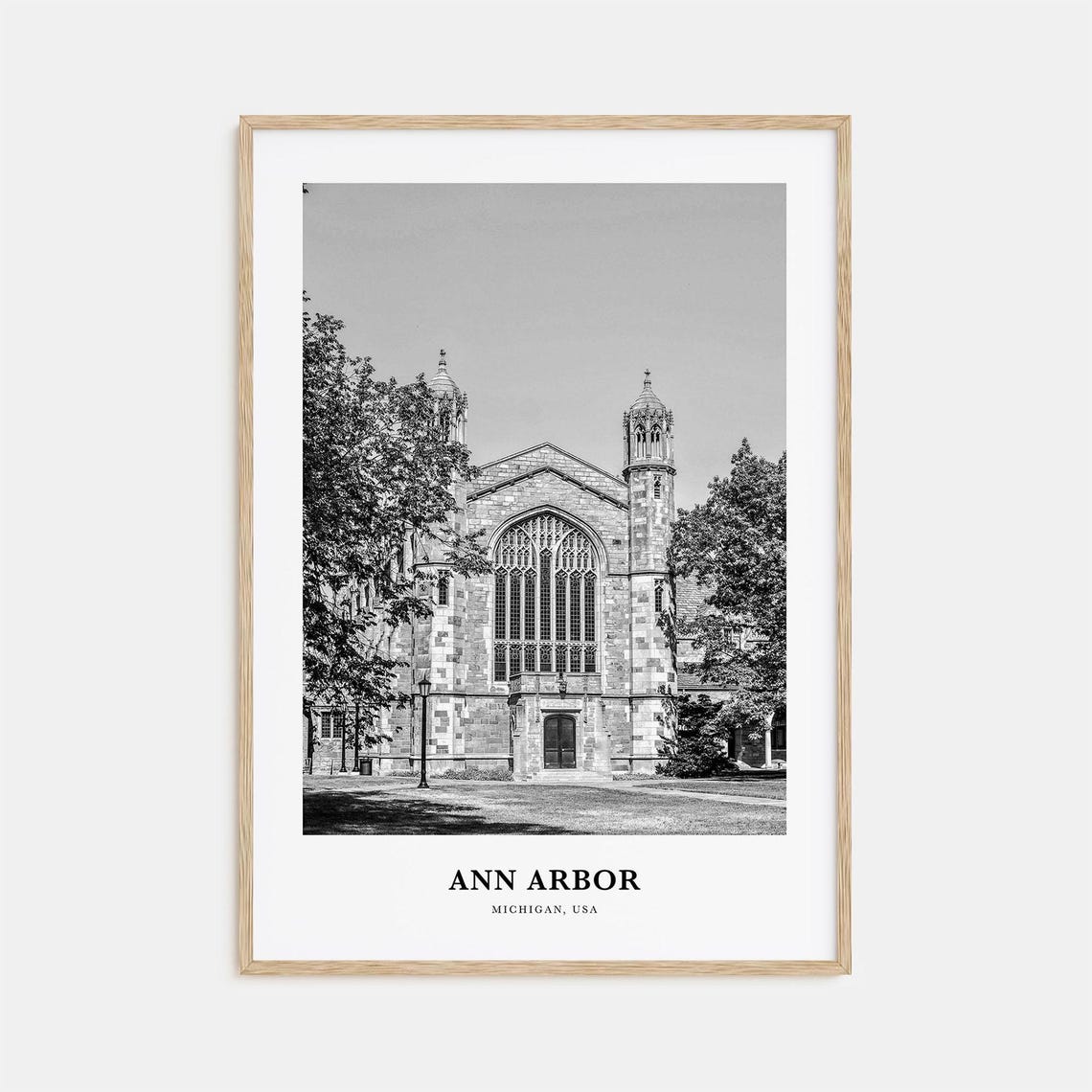 Historic Stone Hall in Ann Arbor Michigan Black and White Poster