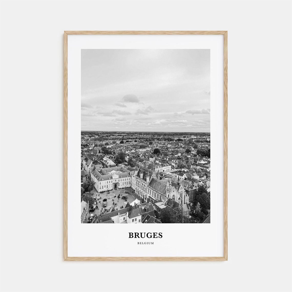 Bruges Medieval Old Town Aerial Panorama Belgium Travel Poster