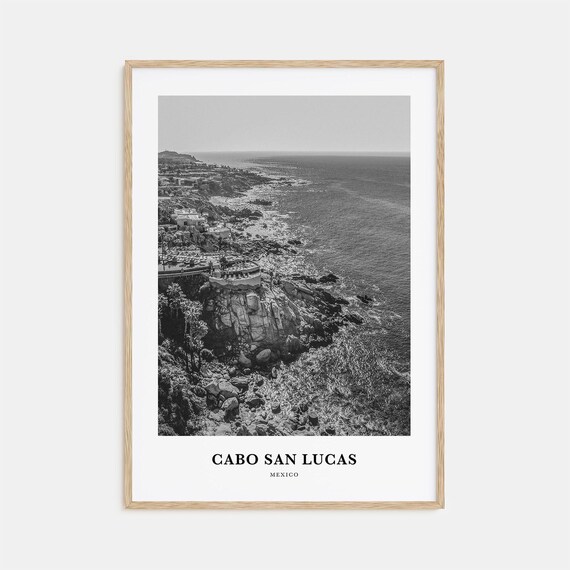 Cabo San Lucas Mexico Rocky Coastline Aerial Monochrome Poster