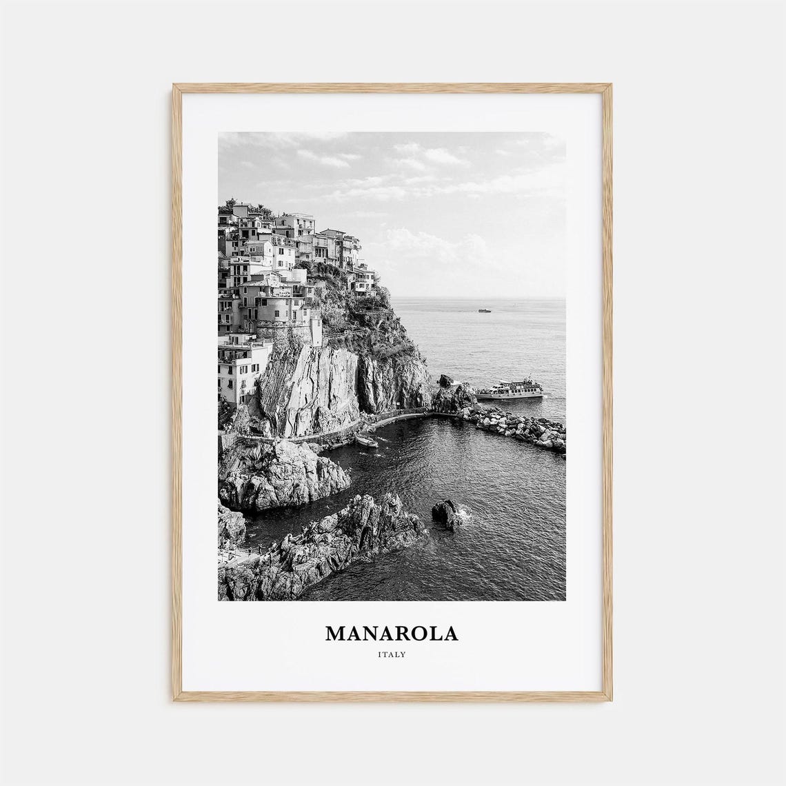 Manarola Italy Cinque Terre Cliff Village Harbor Coastline Art Poster