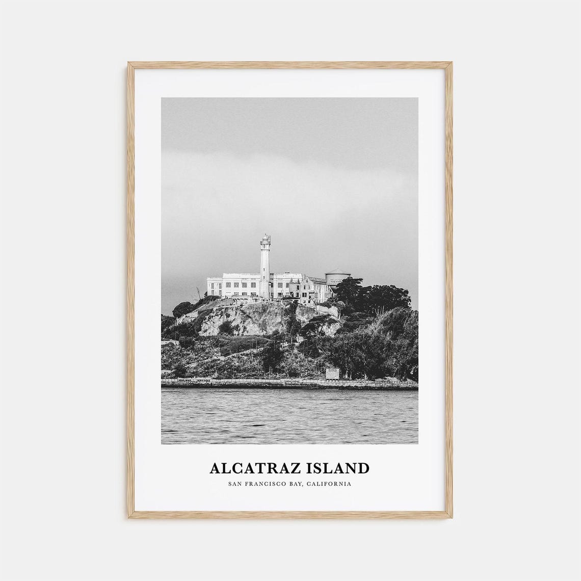 Alcatraz Island San Francisco Bay Black and White Historic Poster