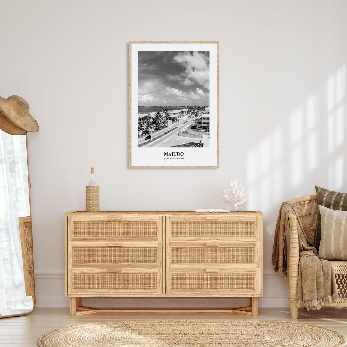 Majuro Marshall Islands Lagoon Street Palms View Scenic Travel Poster - Image 3