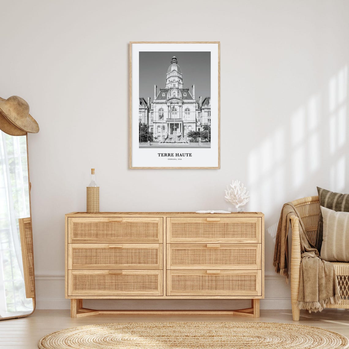 Terre Haute Historic Courthouse Dome Black and White Travel Poster - Image 3