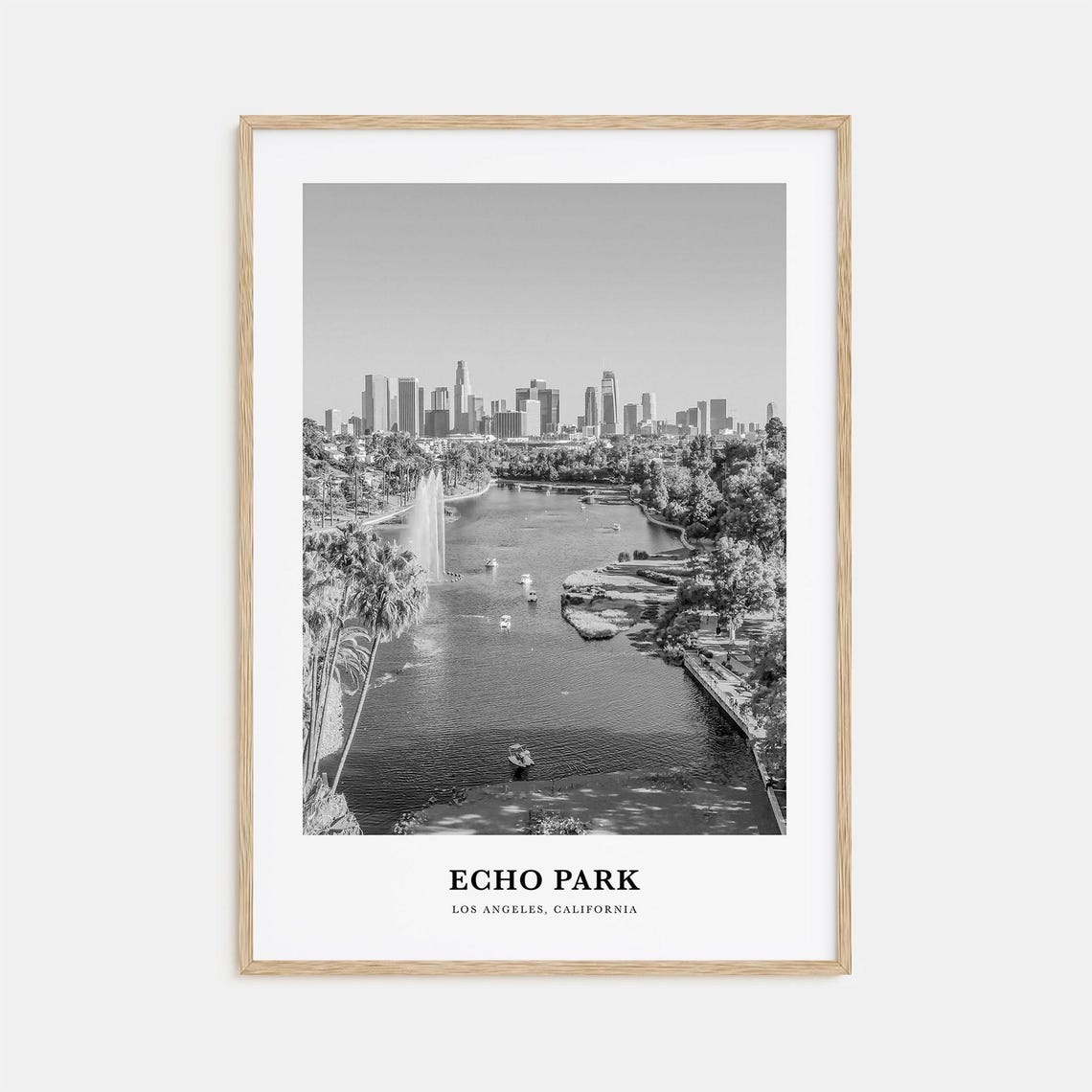 Echo Park Lake Los Angeles Downtown Skyline Waterfront Poster