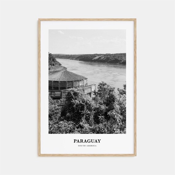 Paraguay South America River Overlook Black and White Poster