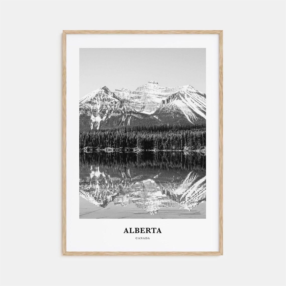 Alberta Canada Snowy Rocky Mountain Lake Reflection Travel Poster