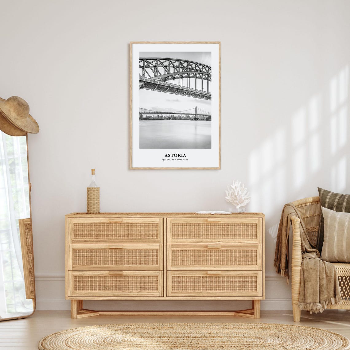 Astoria Queens New York City Bridge Views Black and White Poster - Image 3