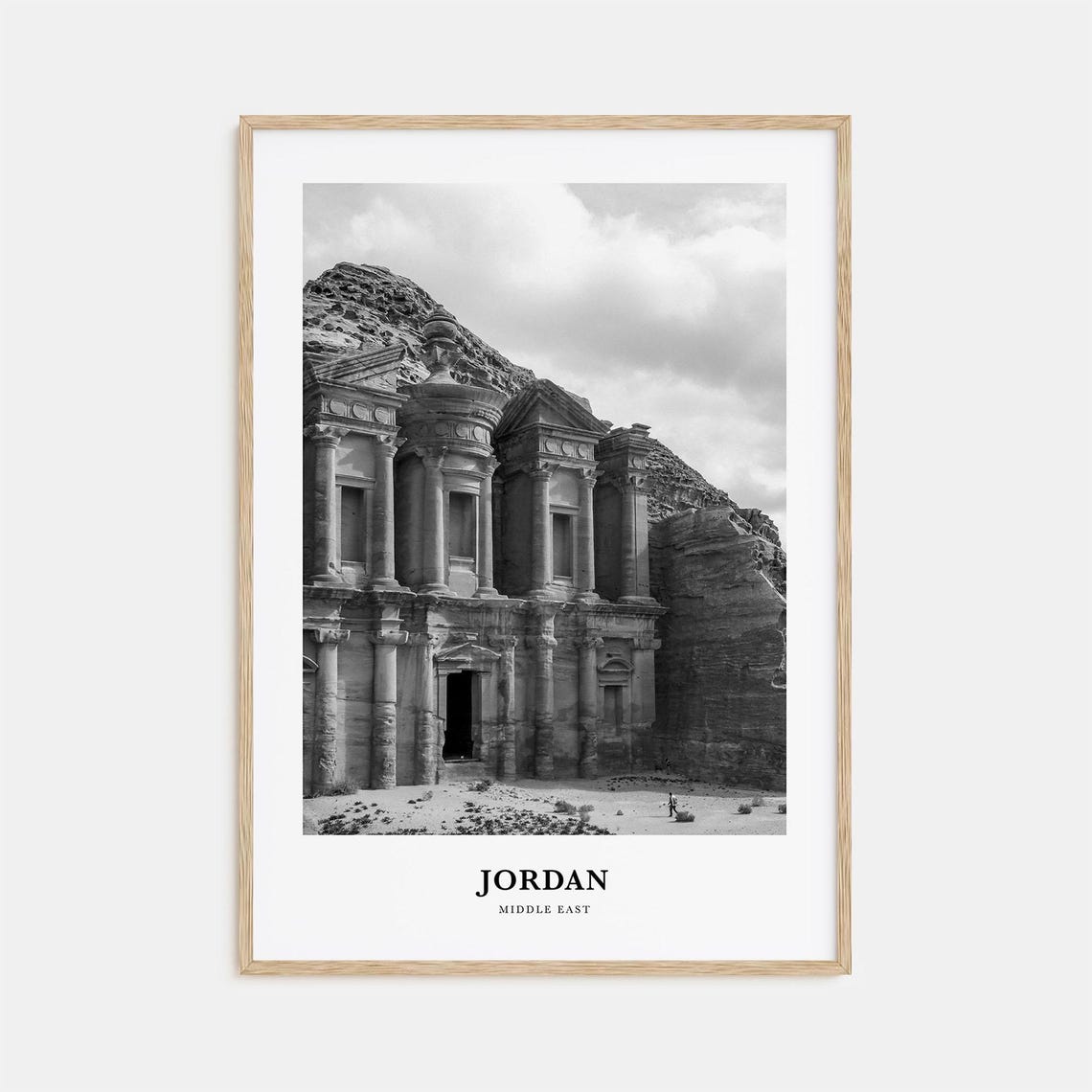 Petra Jordan Black and White Ad-Deir Monastery Facade Poster