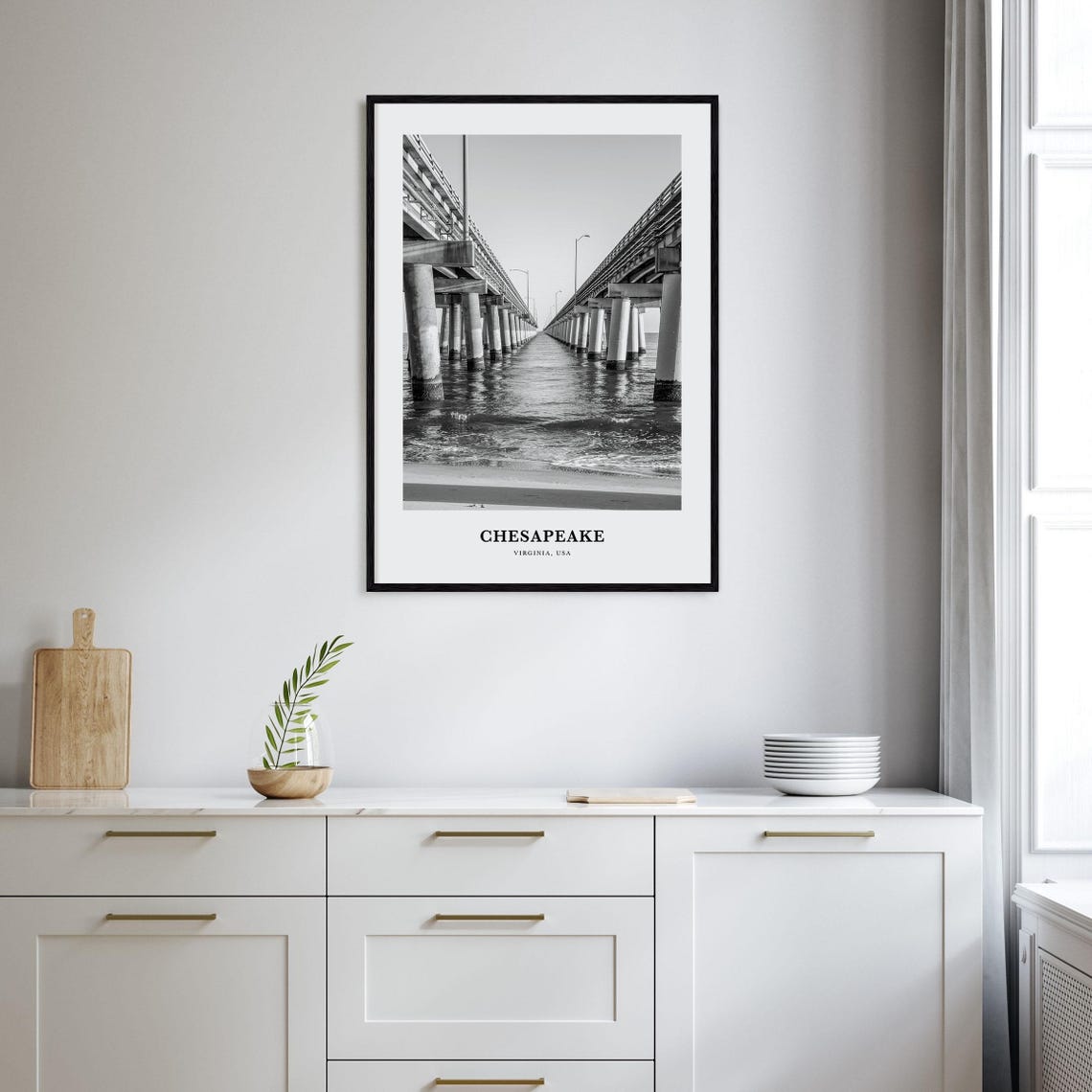Chesapeake Virginia Bay Bridge Viewed from Below Ocean Poster - Image 2