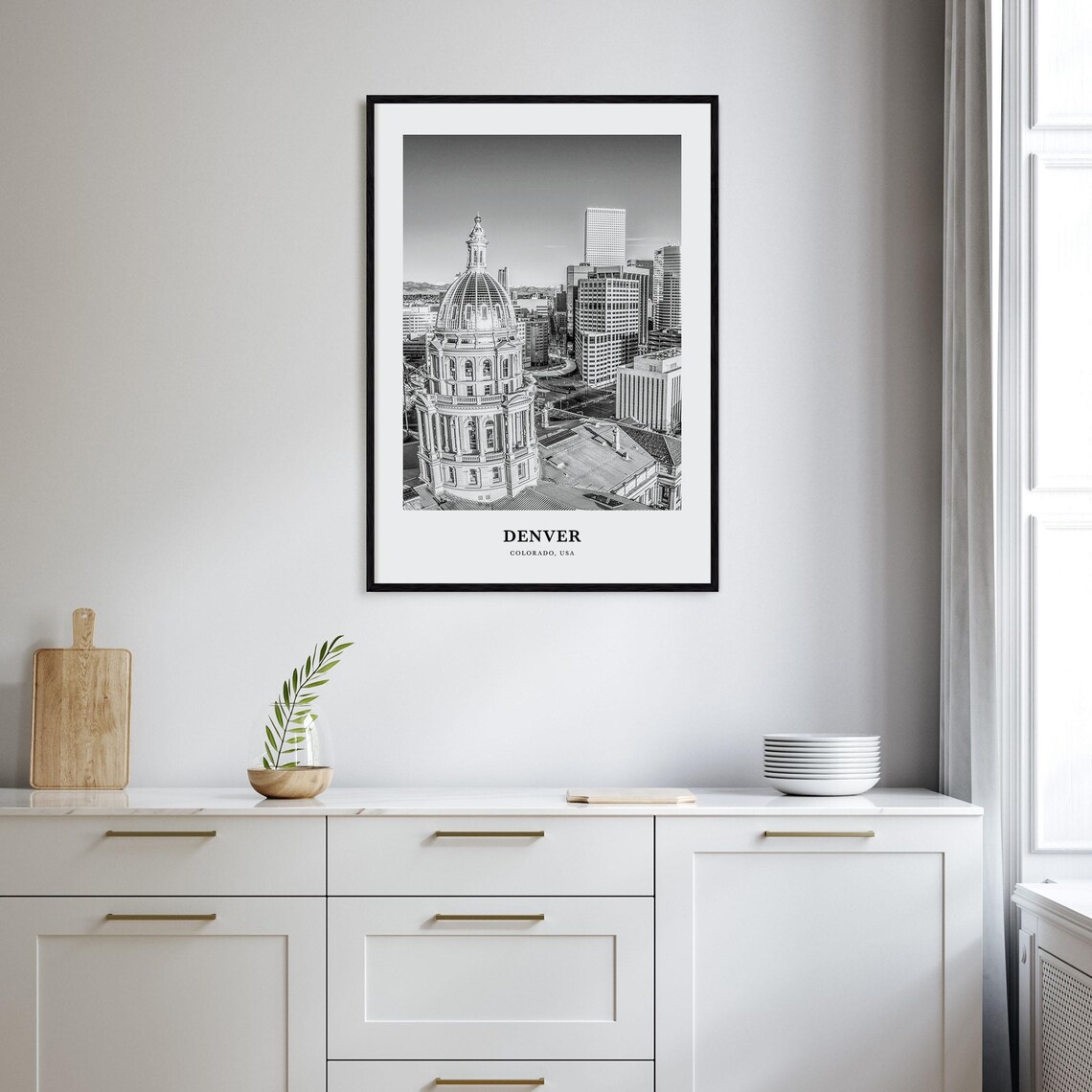 Denver Colorado Black and White Capitol Dome Skyline Photo Poster - Image 2