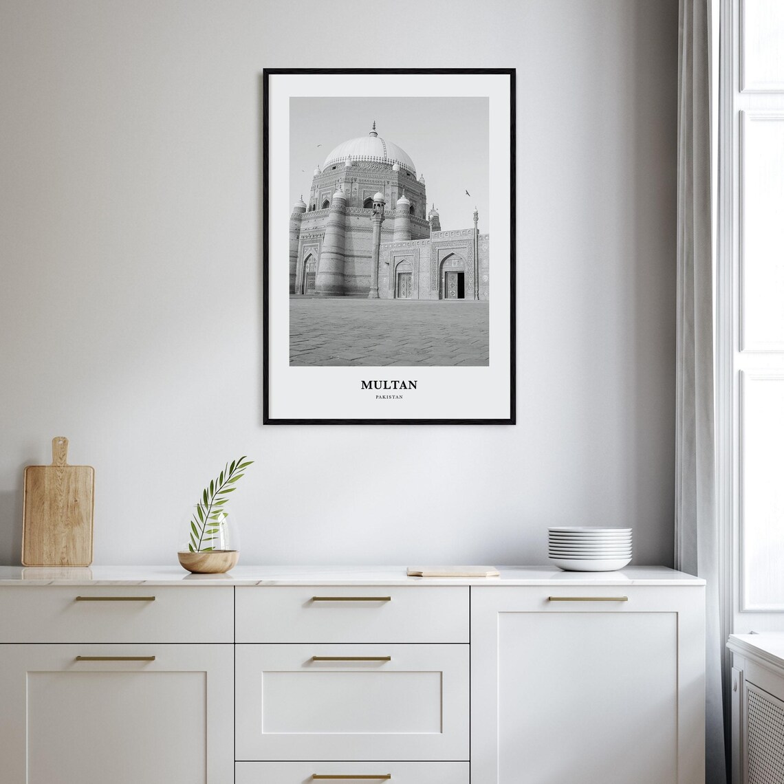 Multan Pakistan Domed Shrine Mausoleum Black And White Travel Poster - Image 2