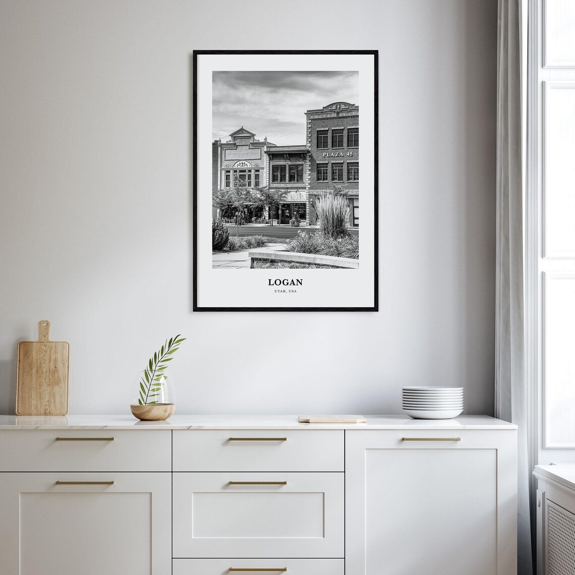 Logan Utah Historic Downtown Main Street Black and White Travel Poster - Image 2