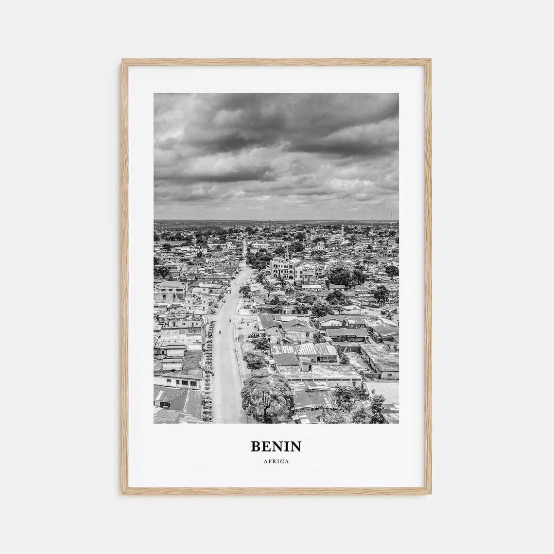 Benin Africa Aerial City Street View Under Dramatic Sky Art Poster
