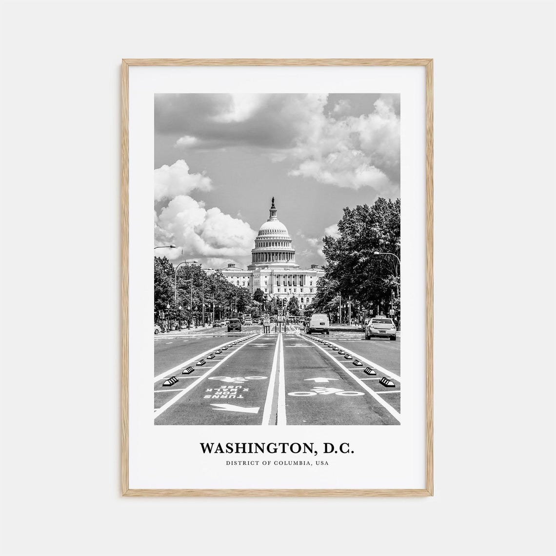 Washington DC US Capitol From Pennsylvania Avenue Black White Poster