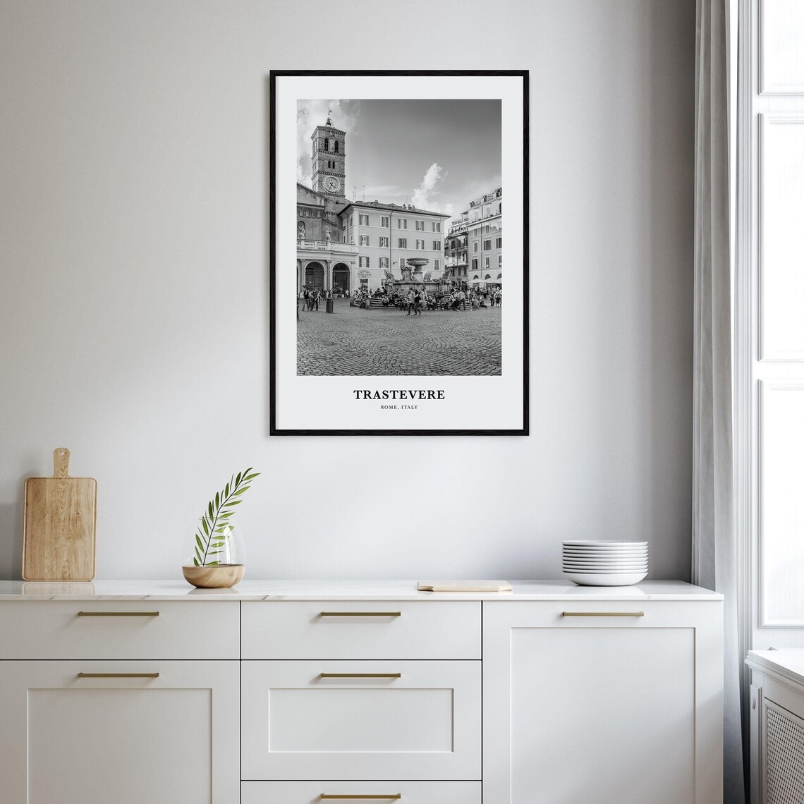 Trastevere Rome Italy Piazza Fountain Historic Square Poster - Image 2