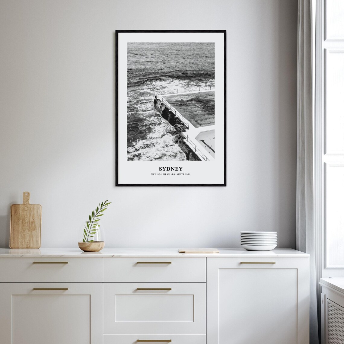 Sydney Ocean Pool Waves Crashing Black White Coastal Photo Poster - Image 2